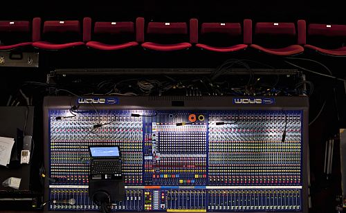 flat-lay photo of mixing console